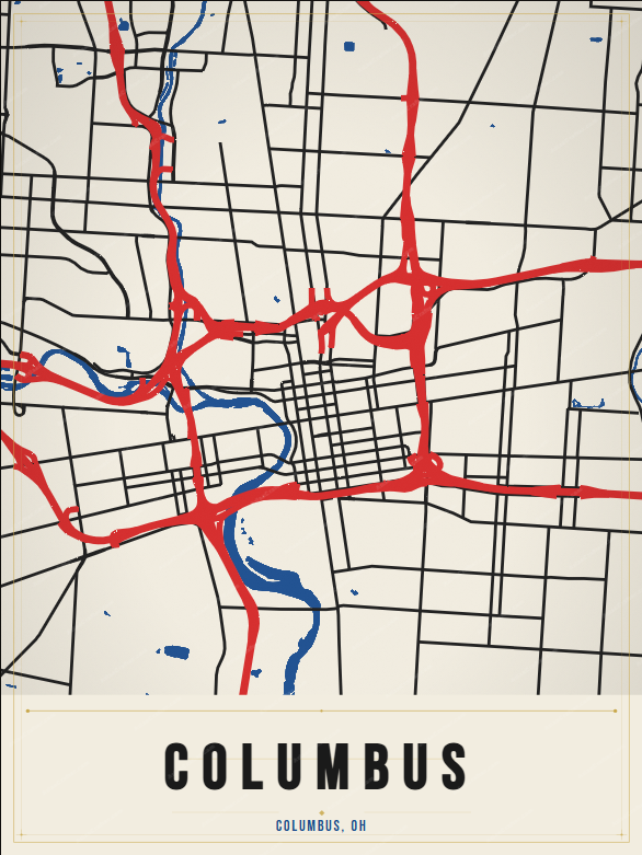 Columbus Map Poster - Custom City Map Art | AtlasCrafter